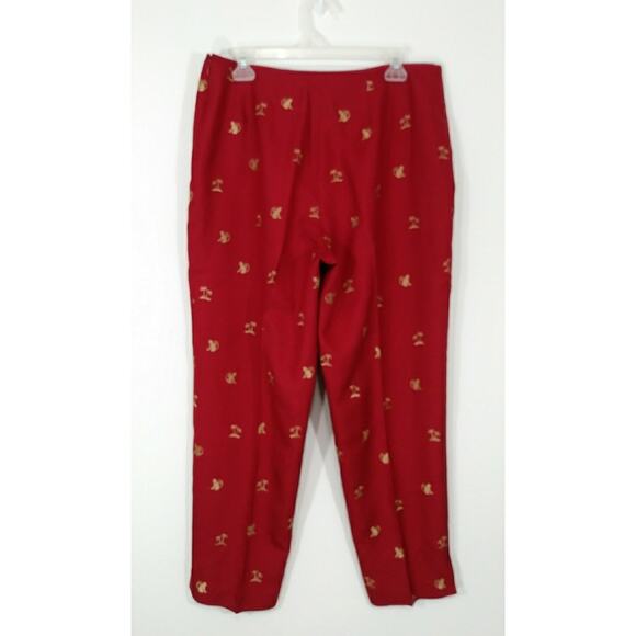 FIX Peter Martin Red Silk Pants Gold Embroidered  Tropical size 14 Fully Lined - Picture 7 of 12